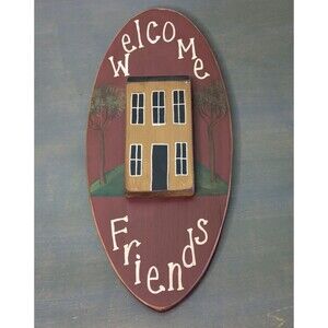 Rustic Welcome Home Wooden Sign 3D Oval Country Cottage Farmhouse Decor Red